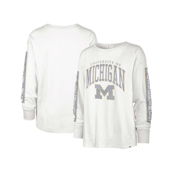Women's White Michigan Wolverines Statement SOA 3-Hit Long Sleeve T-shirt