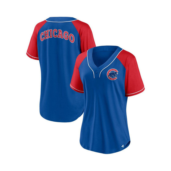 Women's Branded Royal Chicago Cubs Ultimate Style Raglan V-Neck T-shirt
