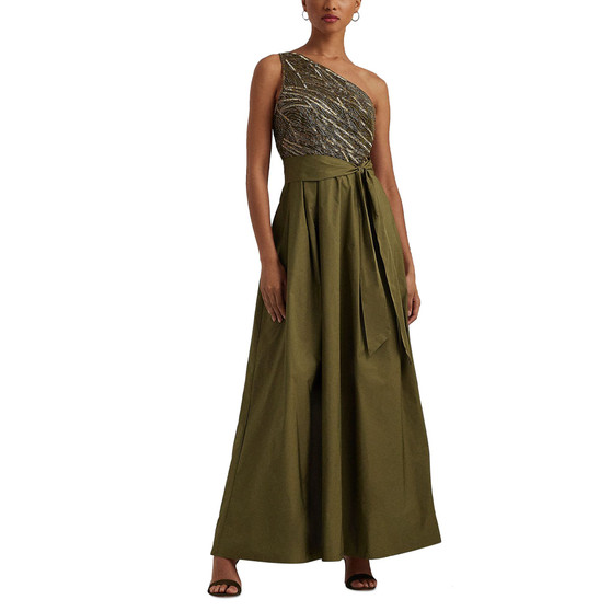 Women's Beaded One-Shoulder Ballgown