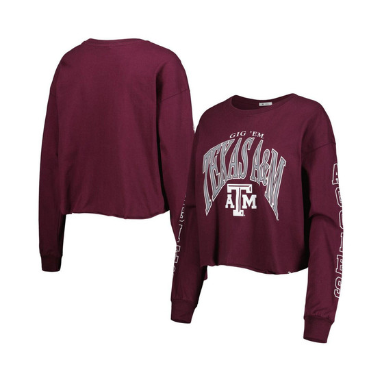Women's Maroon Texas A&M Aggies Parkway II Cropped Long Sleeve T-shirt