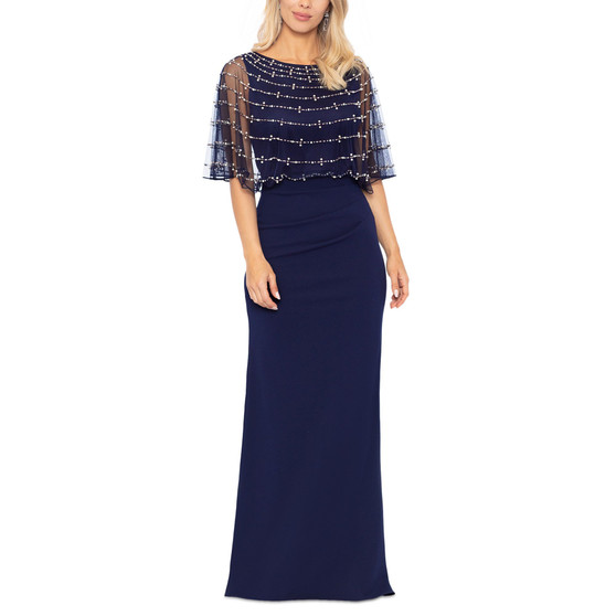 Women's Beaded-Mesh-Overlay Gown