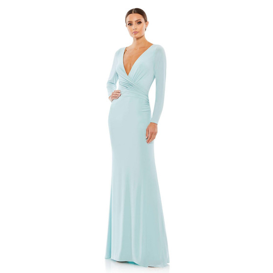 Women's Ieena Long Sleeve Ruched Jersey V-Neck Gown