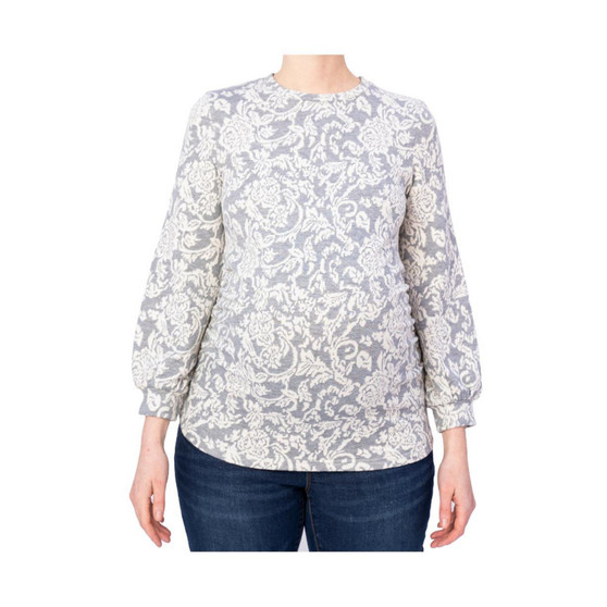 Balloon Sleeve Heather Grey Jacquard Maternity Sweatshirt
