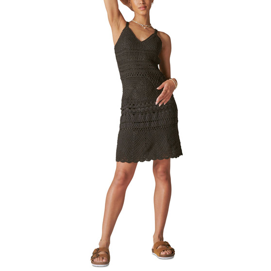 Women's Cotton Diamond Crochet Mini Dress