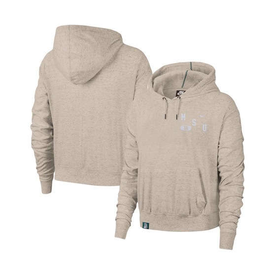 Women's Cream Michigan State Spartans Vintage-Like Pullover Hoodie