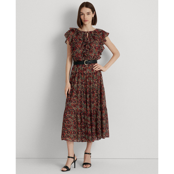 Women's Print Georgette Tiered Dress