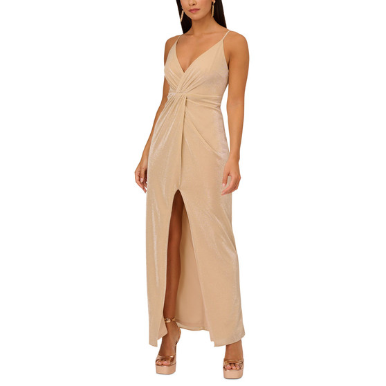 Aidan Mattox Metallic V-Neck Gown