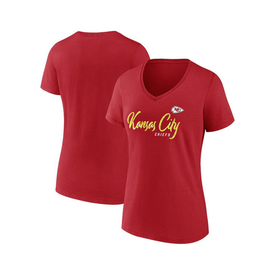 Women's Branded Red Kansas City Chiefs Shine Time V-Neck T-shirt