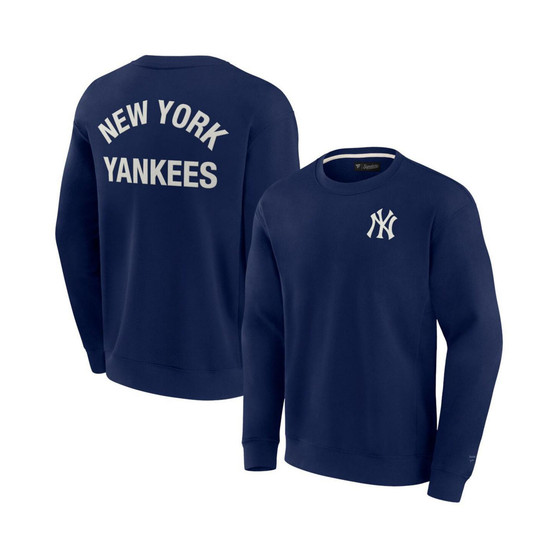 Men's and Women's Navy New York Yankees Super Soft Pullover Crew Sweatshirt