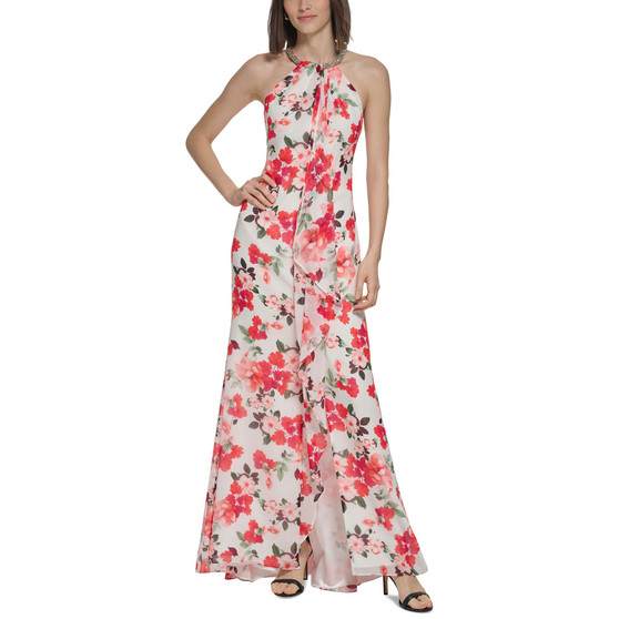 Women's Floral-Print Halter Gown