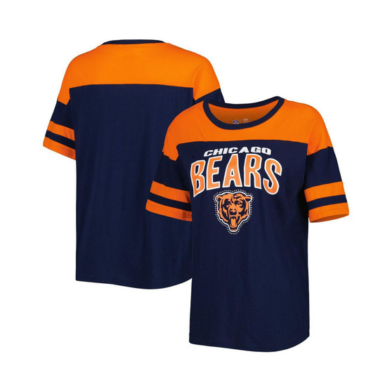 Women's Navy, Orange Chicago Bears Play the Ball T-shirt