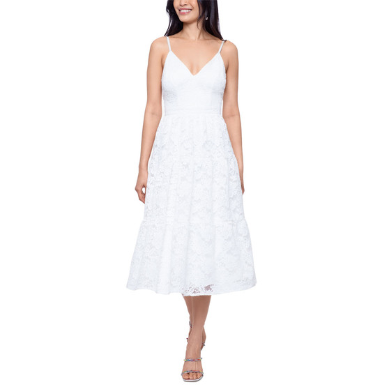 Women's Lace Tiered Fit & Flare Midi Dress