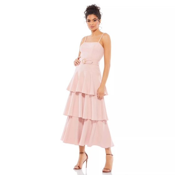 Women's Ieena Belted Tiered Ruffle Sleeveless Midi Dress