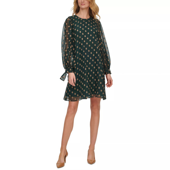 Women's Tie-Cuff Balloon-Sleeve Dress
