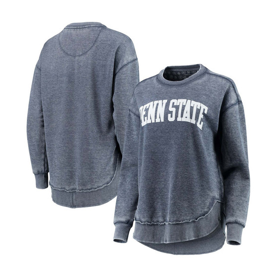 Women's Heathered Navy Penn State Nittany Lions Vintage-Inspired Wash Pullover Sweatshirt