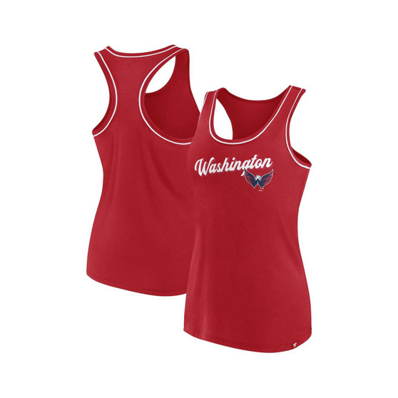 Women's Branded Red Washington Capitals Wordmark Logo Racerback Scoop Neck Tank Top