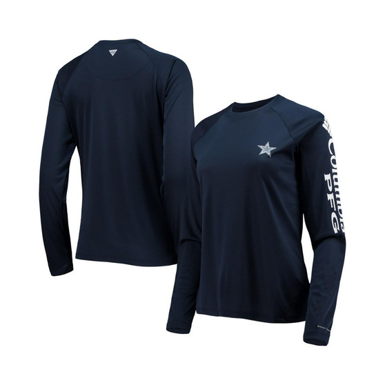 Women's Navy and White Dallas Cowboys Tidal Omni-Shade Raglan Long Sleeve T-shirt