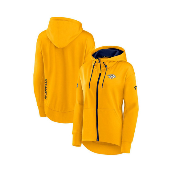 Women's Branded Gold Nashville Predators Authentic Pro Rink Full-Zip Hoodie