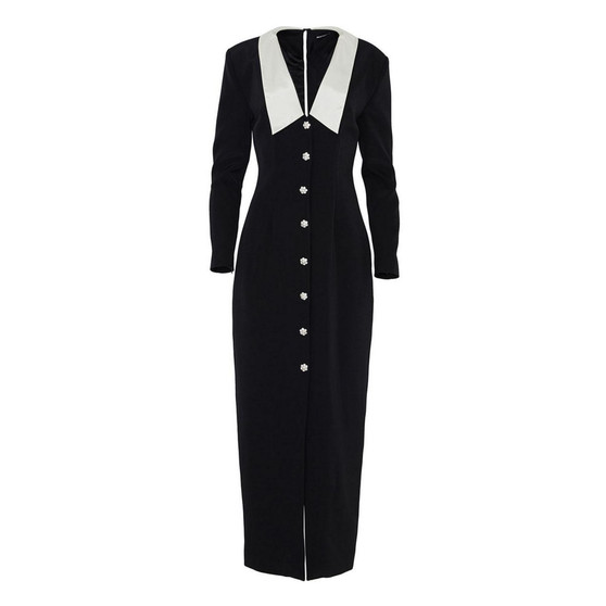 Women's Shoulder Pad Long Dress