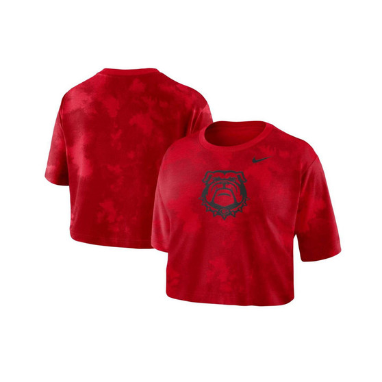 Women's Red Georgia Bulldogs Tie-Dye Cropped T-shirt