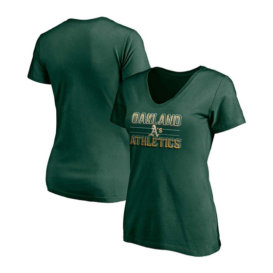 Women's Green Oakland Athletics Compulsion To Win V-Neck T-shirt