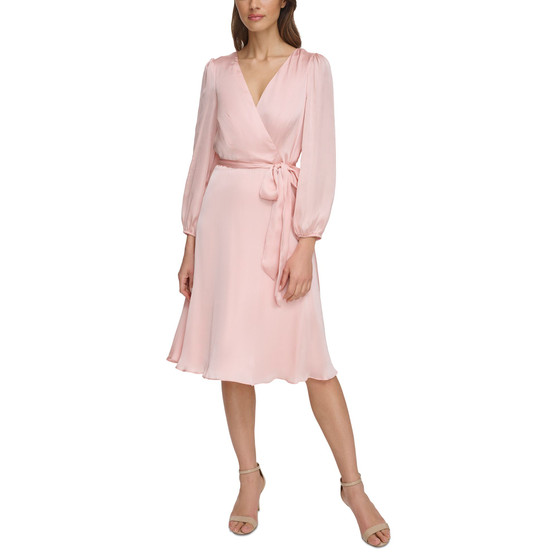 Women's Fit & Flare Faux-Wrap Dress