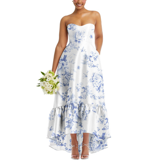 Women's Strapless High-Low Ruffled-Hem Gown