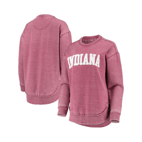 Women's Crimson Indiana Hoosiers Vintage-Like Wash Pullover Sweatshirt
