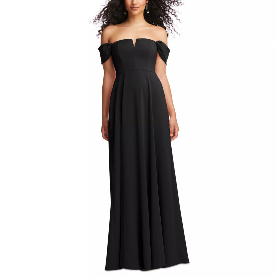 Women's Notched-Neck Off-The-Shoulder Gown