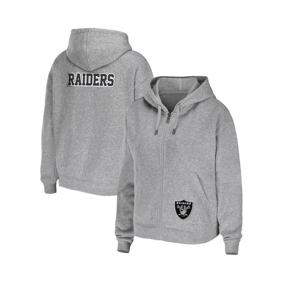 Women's Heather Gray Las Vegas Raiders Plus Size Full-Zip Hoodie