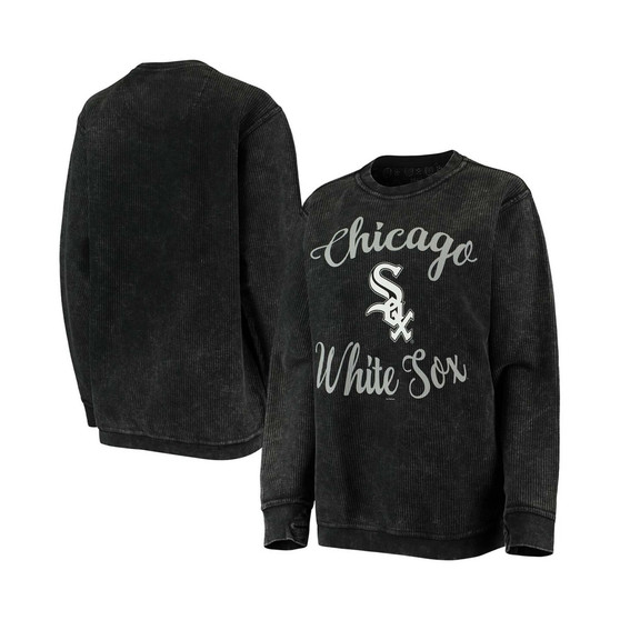 Women's Black Chicago White Sox Script Comfy Cord Pullover Sweatshirt