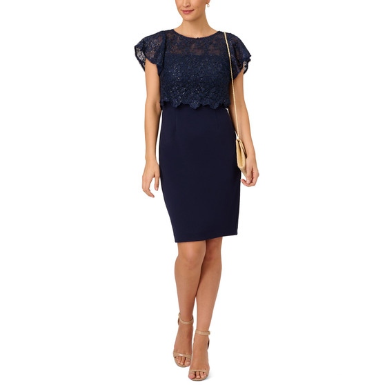 Women's Sequined-Overlay Sheath Dress