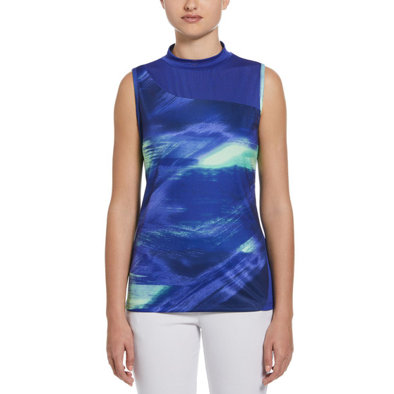Women's Brushed Abstract Print Sleeveless Golf Shirt