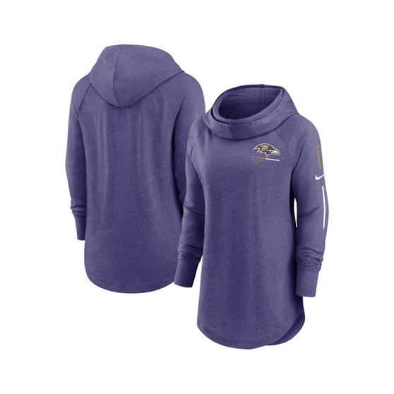 Women's Purple Baltimore Ravens Minimal Statement Lightweight Raglan Funnel Neck Pullover Hoodie