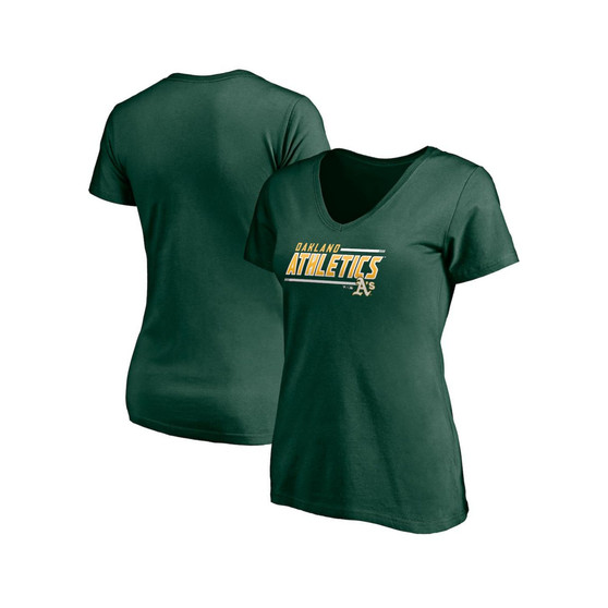Women's Branded Green Oakland Athletics Plus Size Mascot In Bounds V-Neck T-shirt
