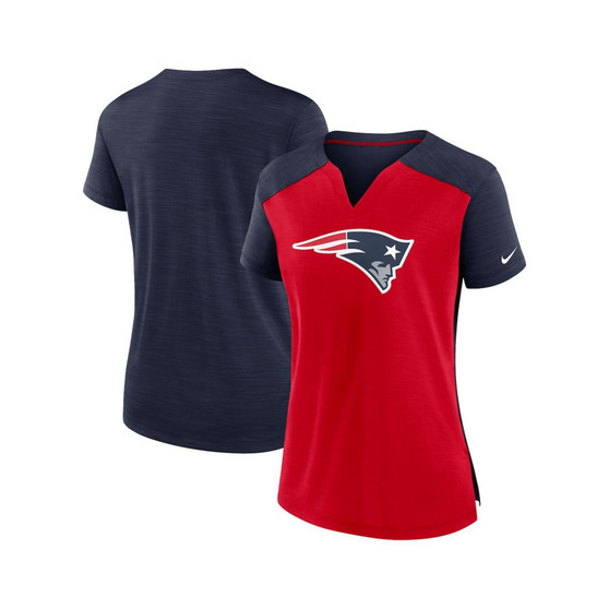 Women's Red, Navy New England Patriots Impact Exceed Performance Notch Neck T-shirt