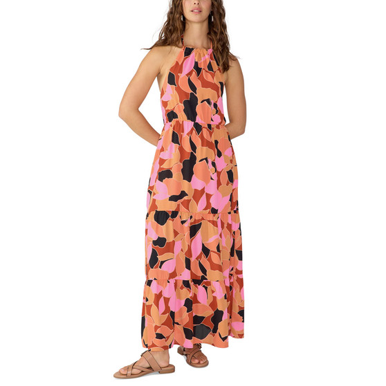 Women's Printed Backless Halter Maxi Dress