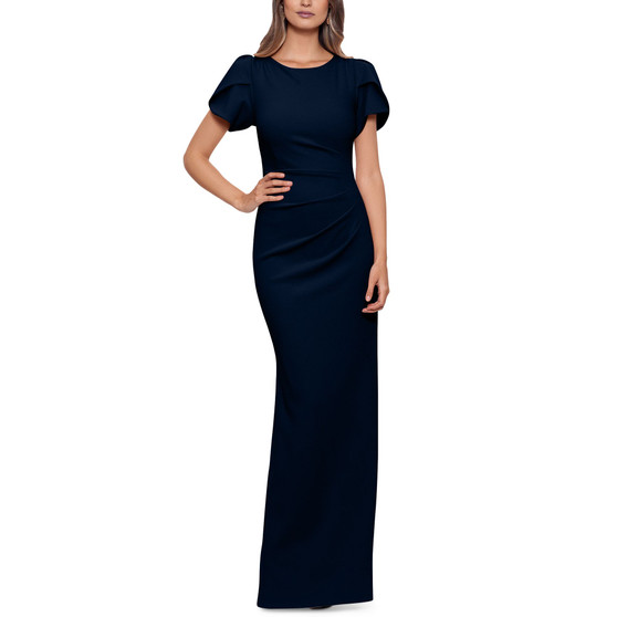 Puff-Sleeve Ruched Gown