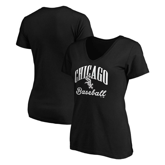 Women's Black Chicago White Sox Victory Script V-Neck T-shirt