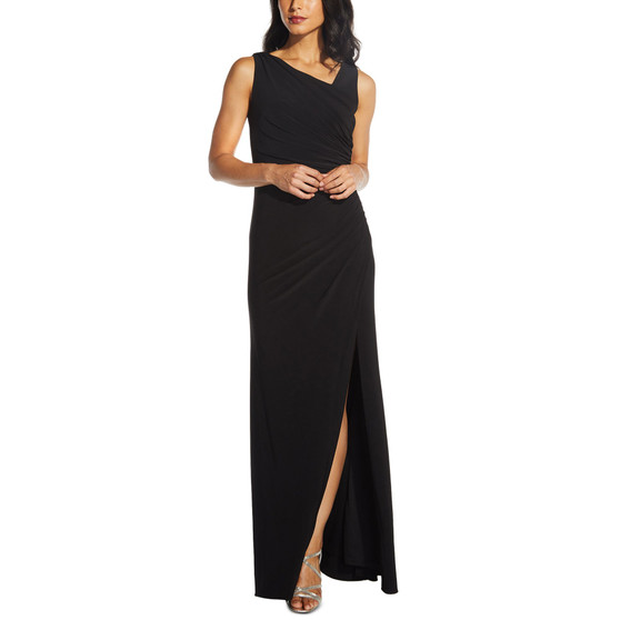 Embellished-Back Asymmetrical Gown