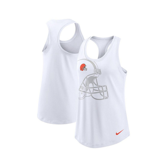 Women's White Cleveland Browns Tri-Blend Scoop Neck Racerback Tank Top