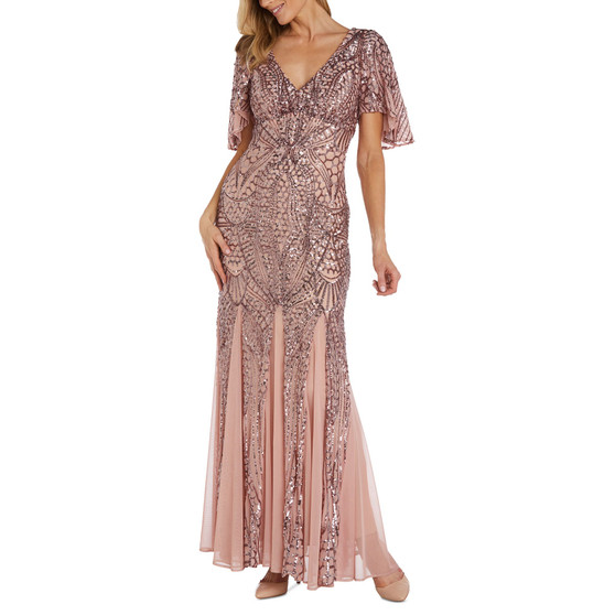 Women's Long V-Neck Sequinned Gown