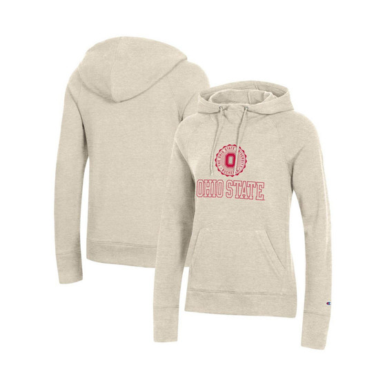 Women's Heathered Oatmeal Ohio State Buckeyes College Seal Pullover Hoodie