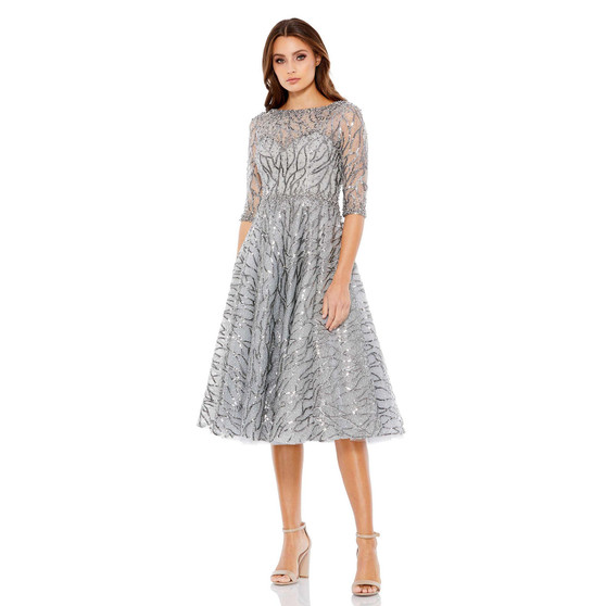 Women's Embellished 3/4 Sleeve A Line Dress