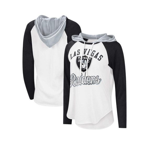 Women's White Las Vegas Raiders MVP Raglan Hoodie Long Sleeve T-shirt