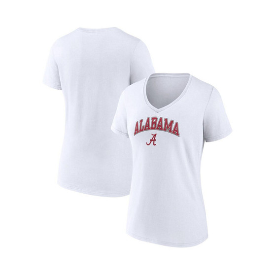 Women's Branded White Alabama Crimson Tide Evergreen Campus V-Neck T-shirt