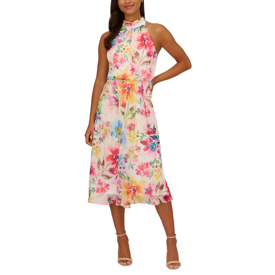 Women's Sleeveless Chiffon Halter Dress