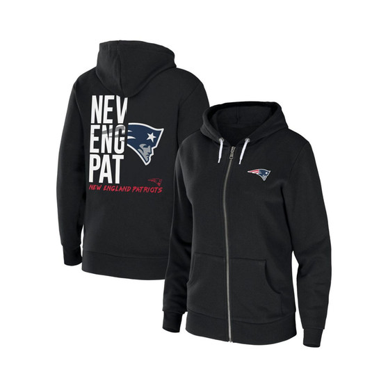 Women's Black New England Patriots Sponge Fleece Full-Zip Hoodie