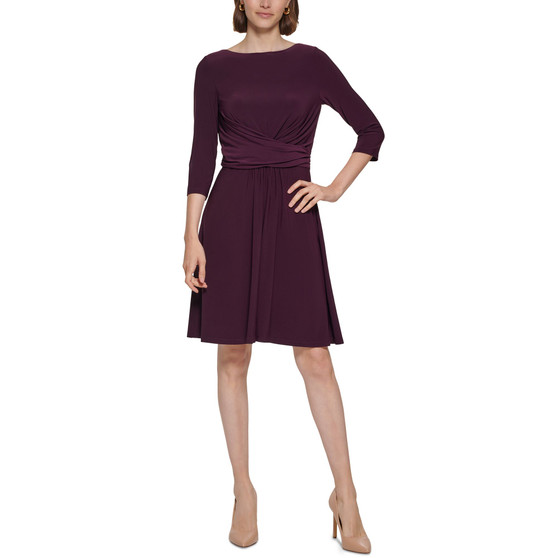 Petite Ruched Crossover-Front Knit Dress