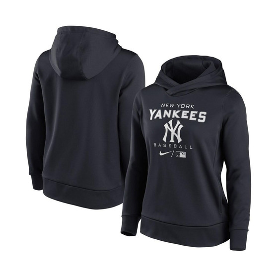 Women's Navy New York Yankees Authentic Collection Team Fleece Performance Pullover Hoodie